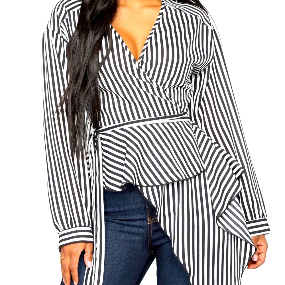 Asymmetrical striped shirt